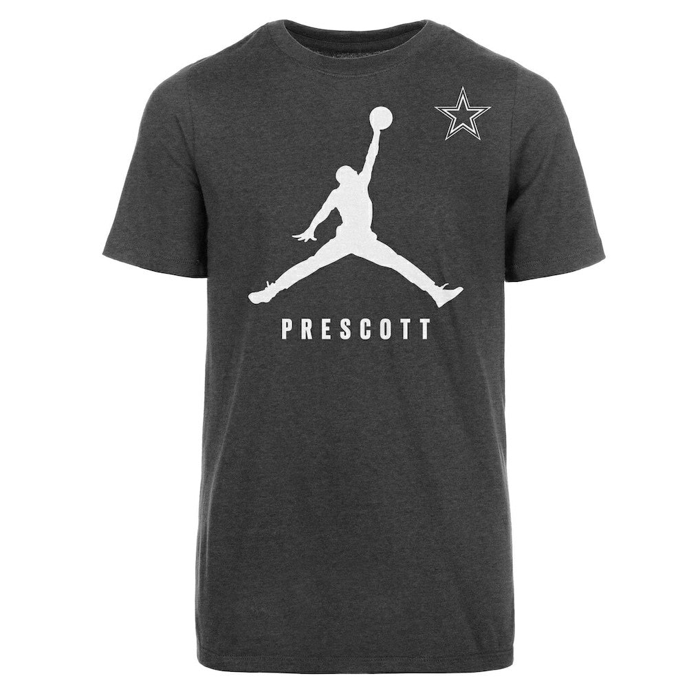 Dak Prescott Dallas Cowboys Jordan Brand Youth Lockup Player Name T-Shirt Dark Heather Gray | NFL