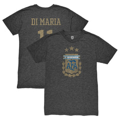 Angel Di Maria Argentina National Team 1863FC Retro Player Tri-Blend T-Shirt Black - FIFA World CUP