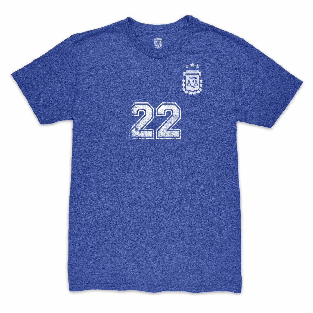 Lautaro Martinez Argentina National Team 1863FC Retro Player Tri-Blend T-Shirt Blue - FIFA World CUP
