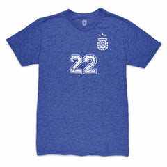Lautaro Martinez Argentina National Team 1863FC Retro Player Tri-Blend T-Shirt Blue - FIFA World CUP