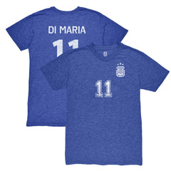 Angel Di Maria Argentina National Team 1863FC Retro Player Tri-Blend T-Shirt Blue - FIFA World CUP