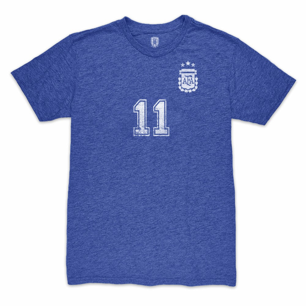 Angel Di Maria Argentina National Team 1863FC Retro Player Tri-Blend T-Shirt Blue - FIFA World CUP