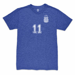 Angel Di Maria Argentina National Team 1863FC Retro Player Tri-Blend T-Shirt Blue - FIFA World CUP
