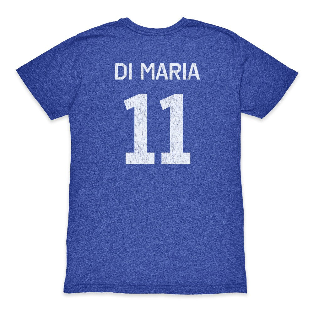 Angel Di Maria Argentina National Team 1863FC Retro Player Tri-Blend T-Shirt Blue - FIFA World CUP