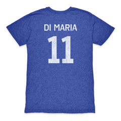 Angel Di Maria Argentina National Team 1863FC Retro Player Tri-Blend T-Shirt Blue - FIFA World CUP
