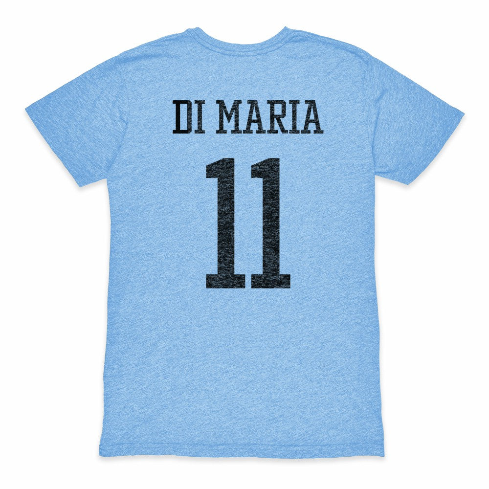 Angel Di Maria Argentina National Team 1863FC Retro Player Tri-Blend T-Shirt Light Blue - FIFA World CUP