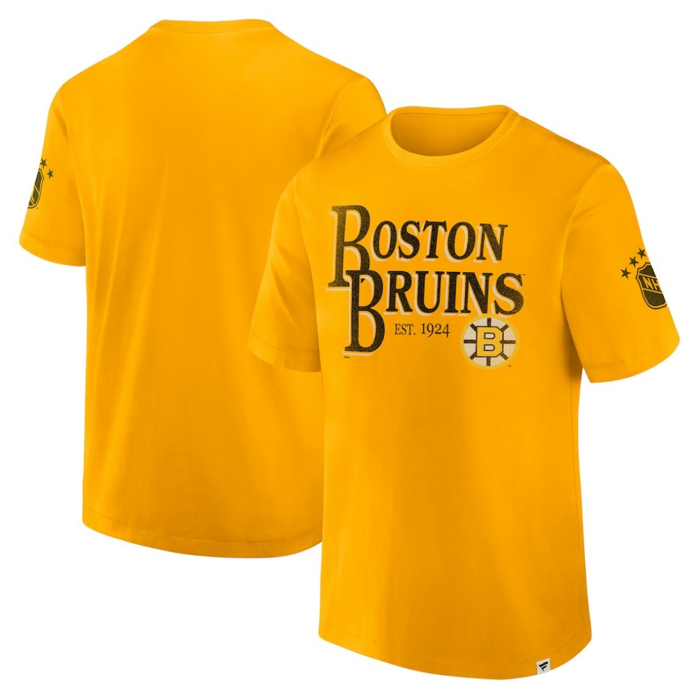 Boston Bruins Fanatics Decades Collection Made To Last T-Shirt - Yellow - NHL