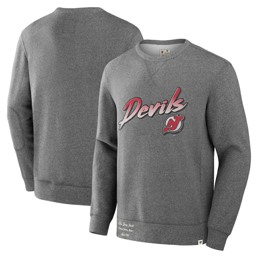 New Jersey Devils Fanatics Decades Collection Legendary Fleece Pullover Sweatshirt - Heather Gray - NHL