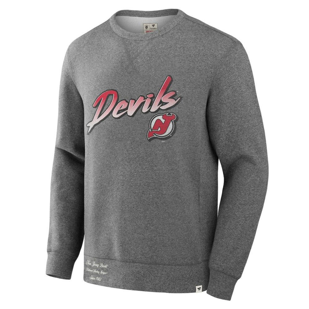 New Jersey Devils Fanatics Decades Collection Legendary Fleece Pullover Sweatshirt - Heather Gray - NHL