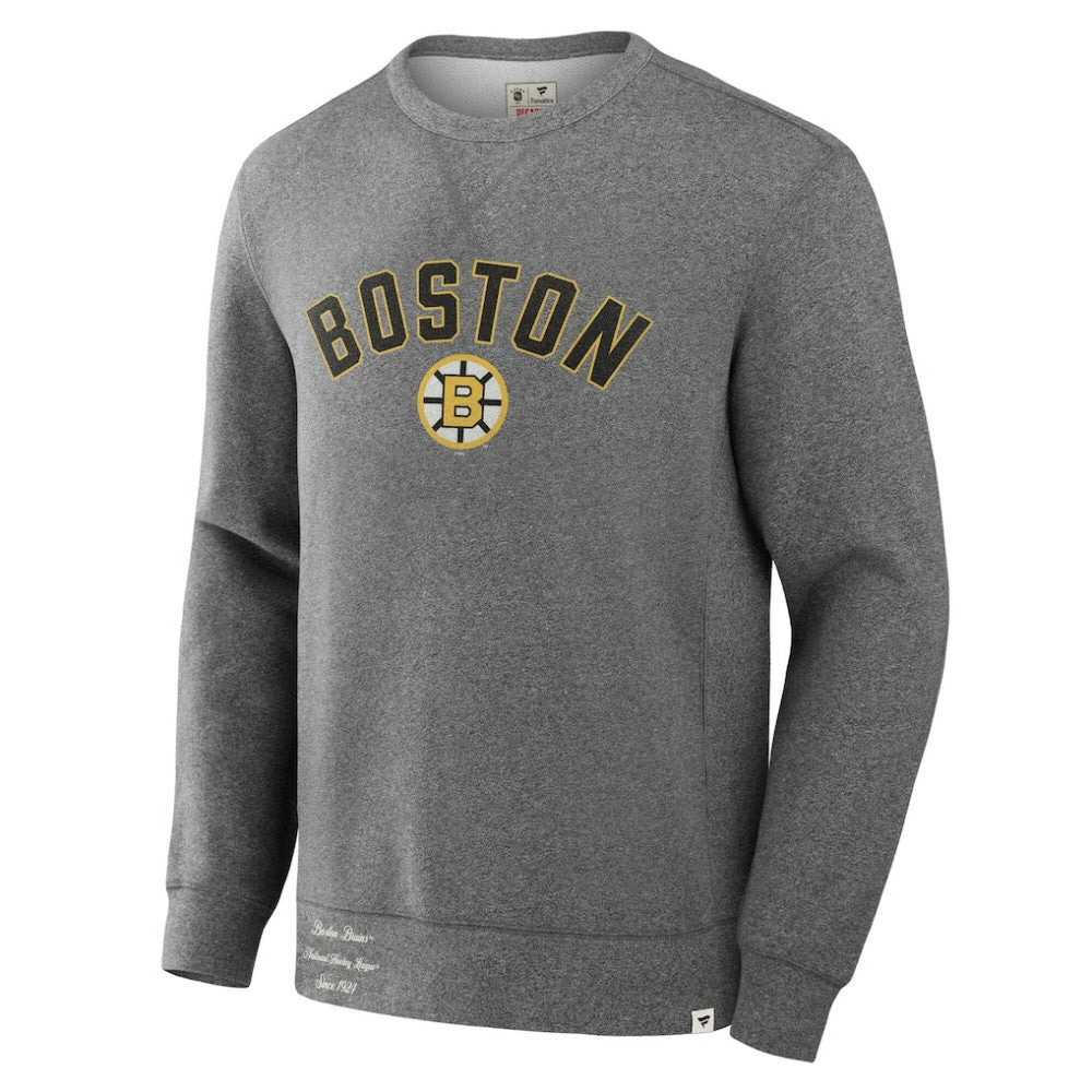 Boston Bruins Fanatics Decades Collection Legendary Fleece Pullover Sweatshirt - Heather Gray - NHL