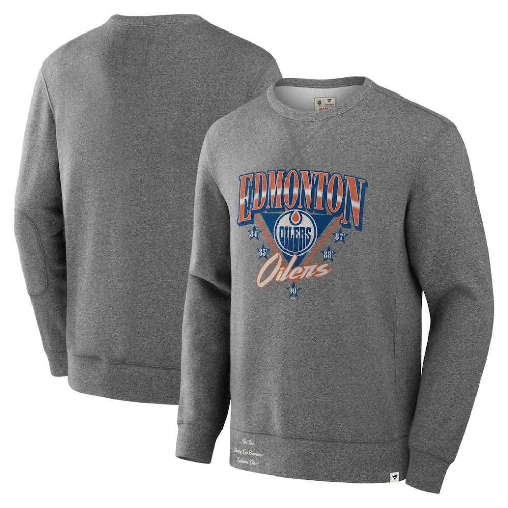 Edmonton Oilers Fanatics Decades Collection Legendary Fleece Pullover Sweatshirt - Heather Gray - NHL