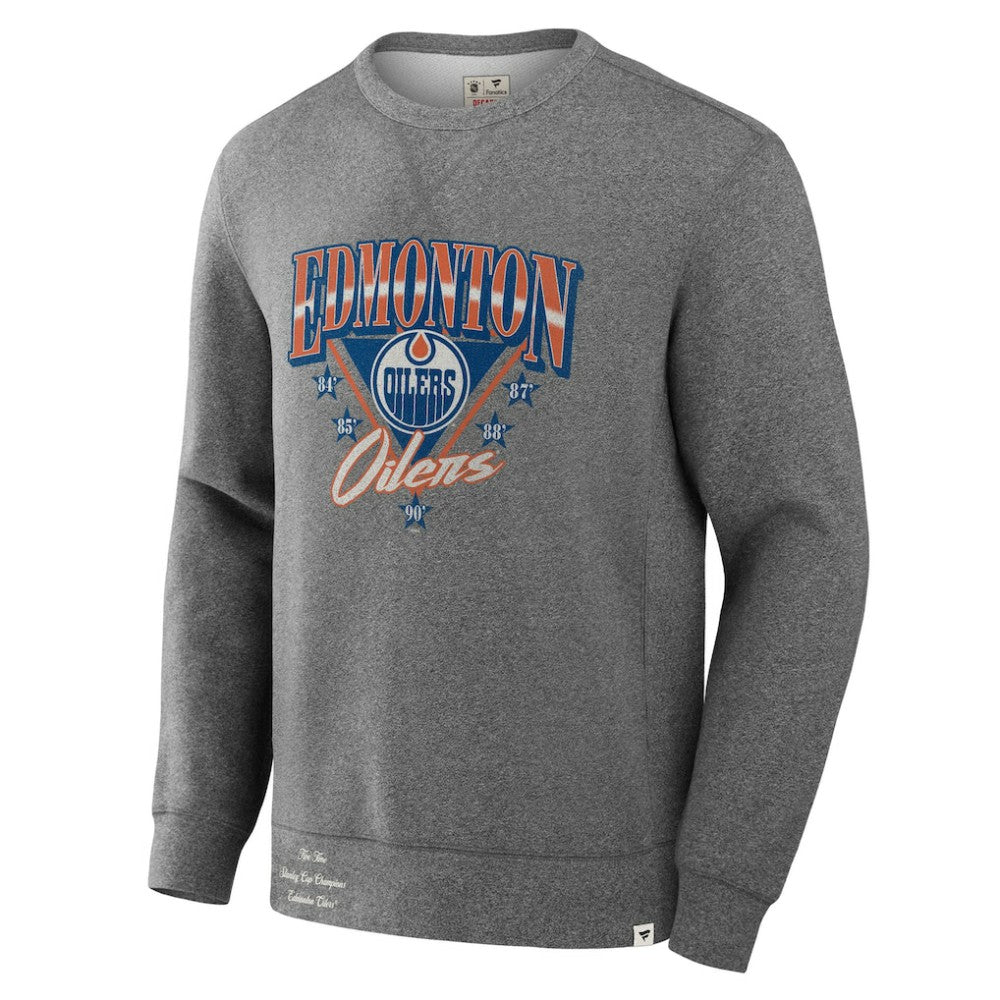 Edmonton Oilers Fanatics Decades Collection Legendary Fleece Pullover Sweatshirt - Heather Gray - NHL