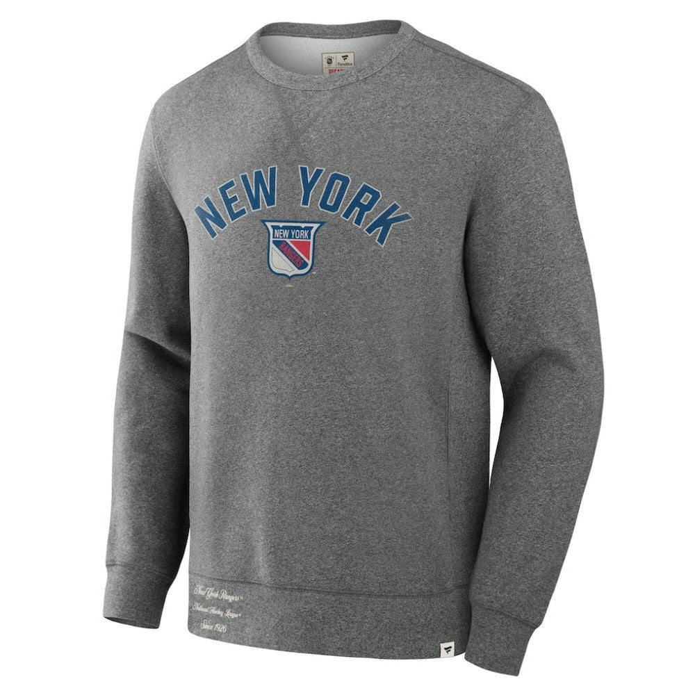 New York Rangers Fanatics Decades Collection Legendary Fleece Pullover Sweatshirt - Heather Gray - NHL