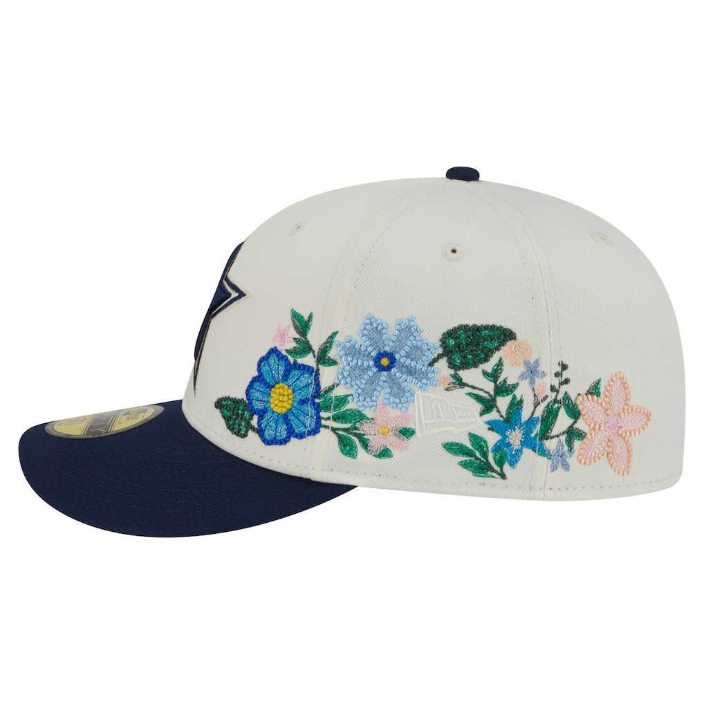 Dallas Cowboys New Era Tonal Florals 59FIFTY Fitted Hat Cream/Navy | NFL