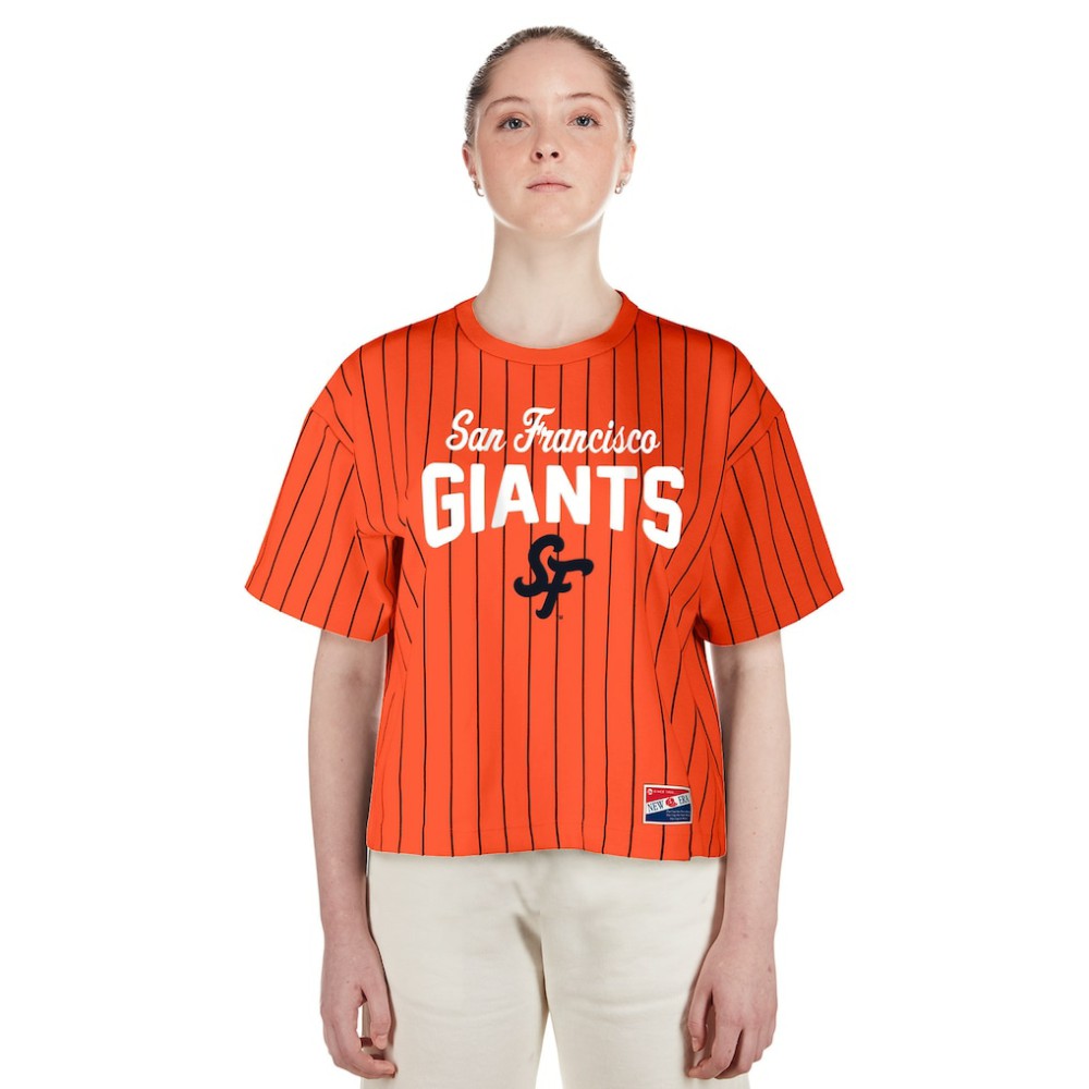 San Francisco Giants New Era Women's 2025 City Connect Boxy Pinstripe T-Shirt - MLB