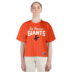 San Francisco Giants New Era Women's 2025 City Connect Boxy Pinstripe T-Shirt - MLB