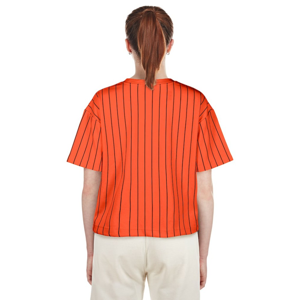 San Francisco Giants New Era Women's 2025 City Connect Boxy Pinstripe T-Shirt - MLB