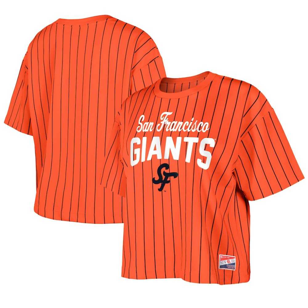 San Francisco Giants New Era Women's 2025 City Connect Boxy Pinstripe T-Shirt - MLB
