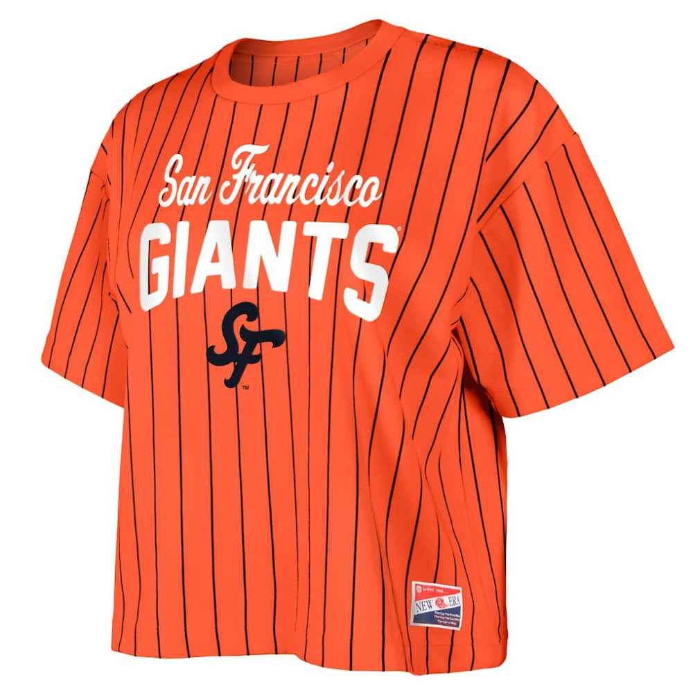 San Francisco Giants New Era Women's 2025 City Connect Boxy Pinstripe T-Shirt - MLB