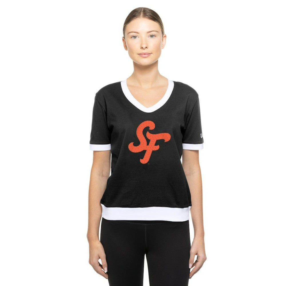 San Francisco Giants New Era Women's 2025 City Connect Rhinestone V-Neck T-Shirt - MLB