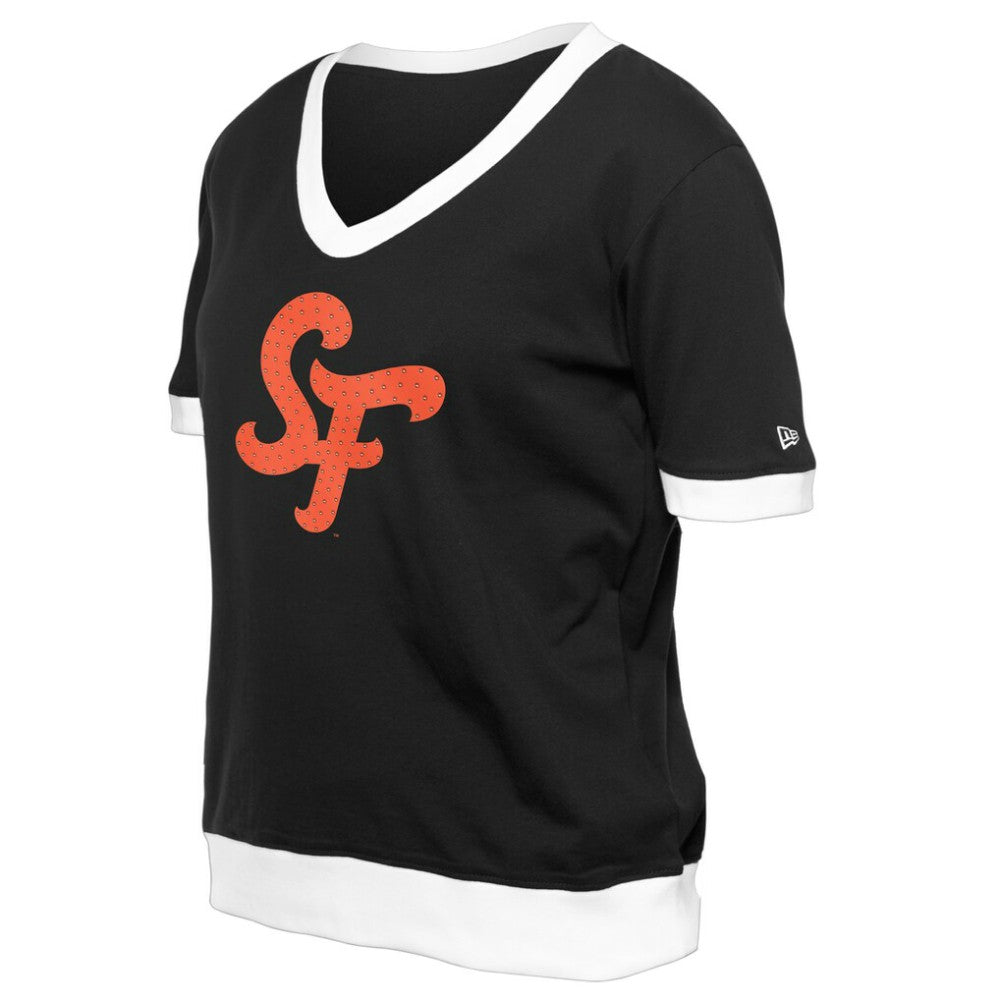 San Francisco Giants New Era Women's 2025 City Connect Rhinestone V-Neck T-Shirt - MLB