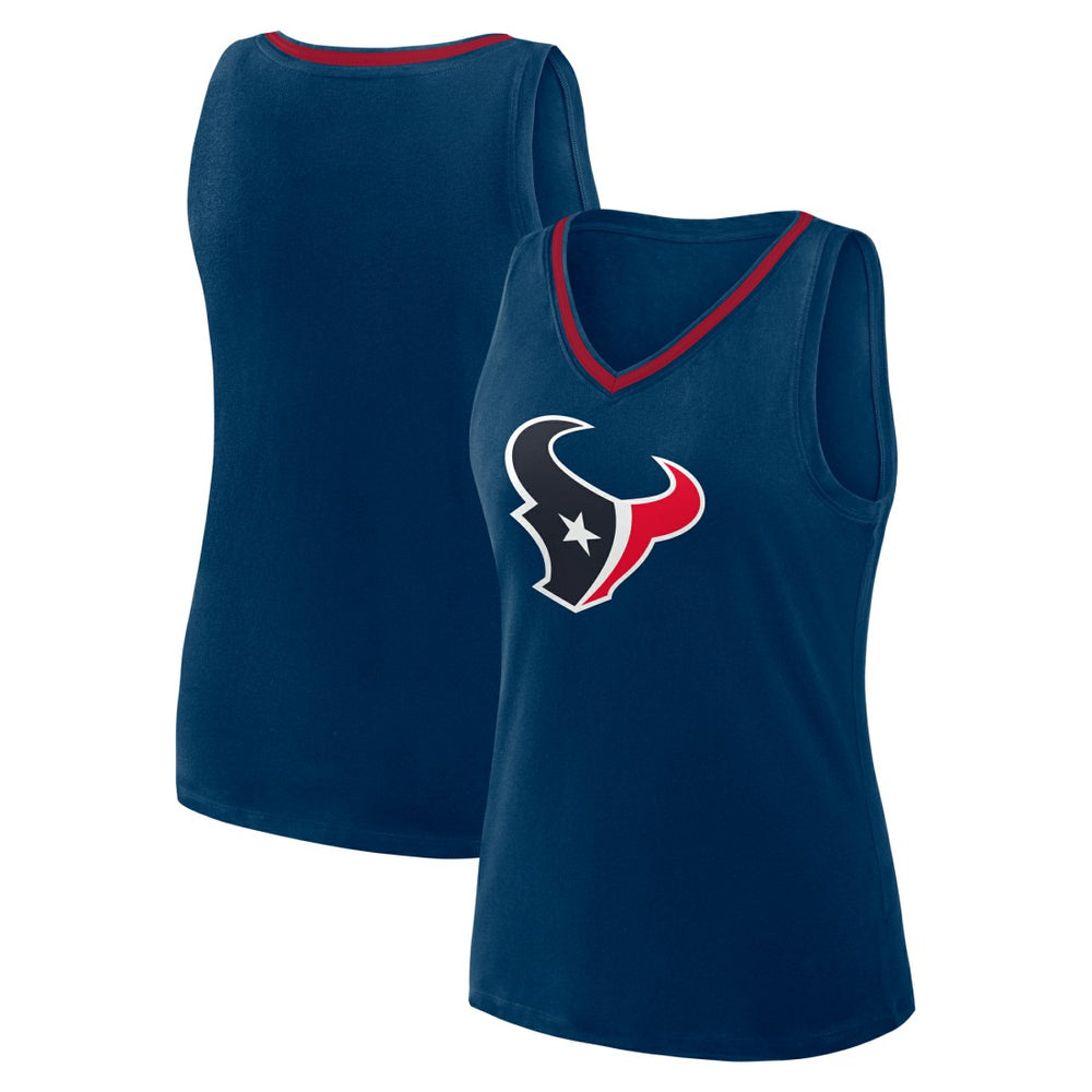 Houston Texans Logo Athletic Women's Plus Size Stellar Win V-Neck Tank Top Navy | NFL