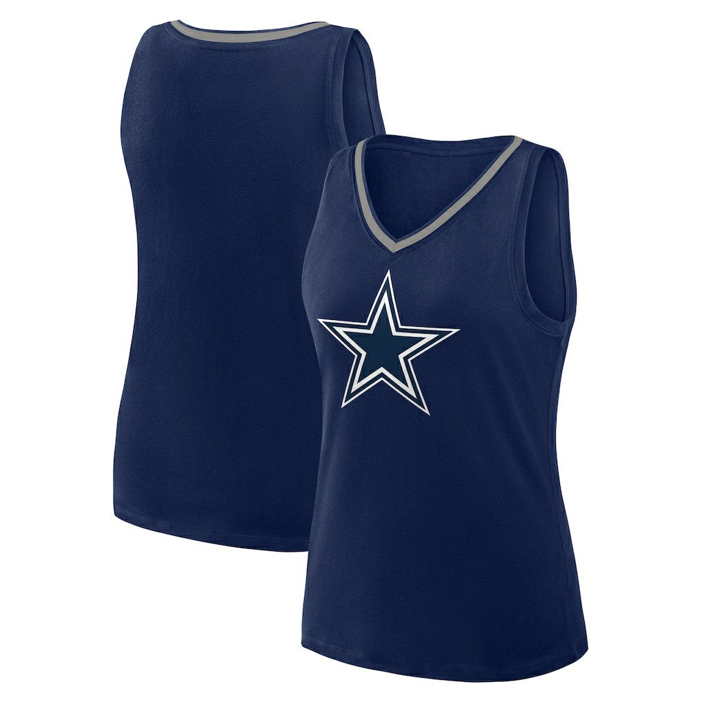 Dallas Cowboys Logo Athletic Women's Plus Size Stellar Win V-Neck Tank Top Navy | NFL