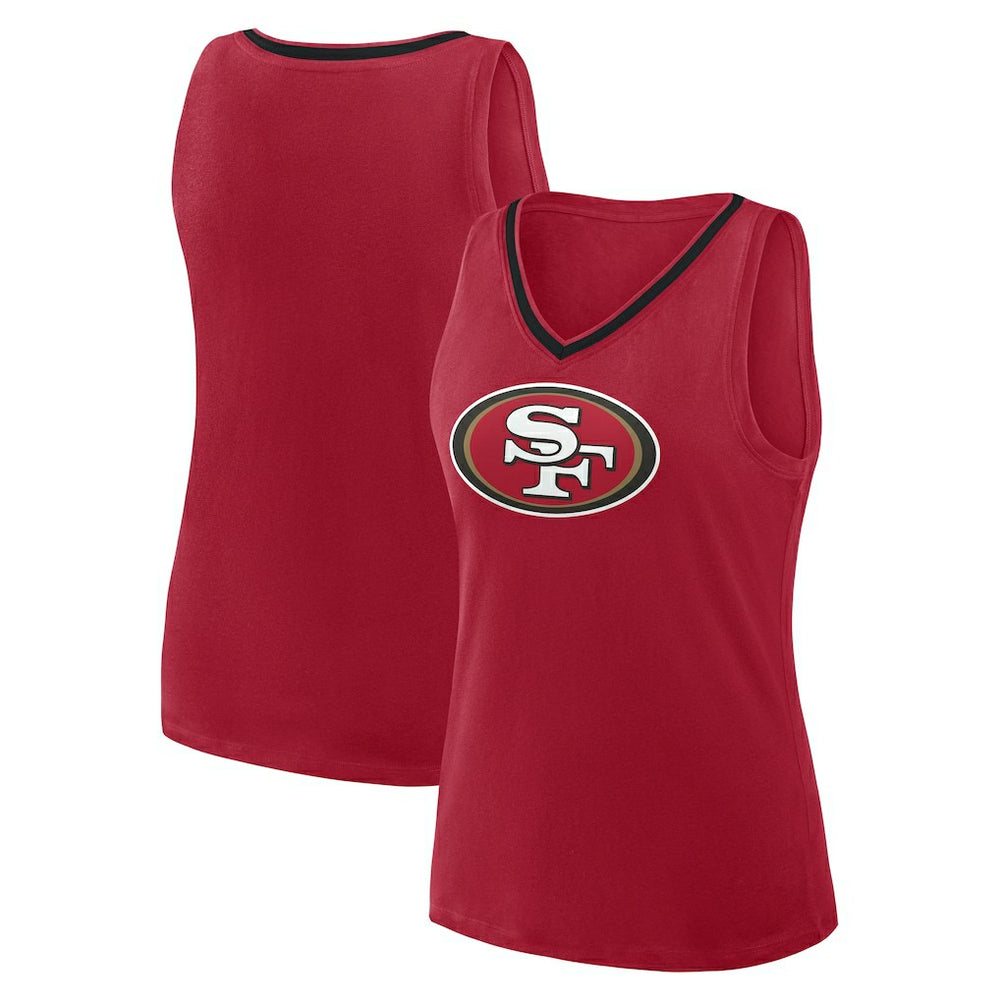 San Francisco 49ers Logo Athletic Women's Plus Size Stellar Win V-Neck Tank Top Scarlet | NFL