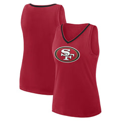 San Francisco 49ers Logo Athletic Women's Plus Size Stellar Win V-Neck Tank Top Scarlet | NFL