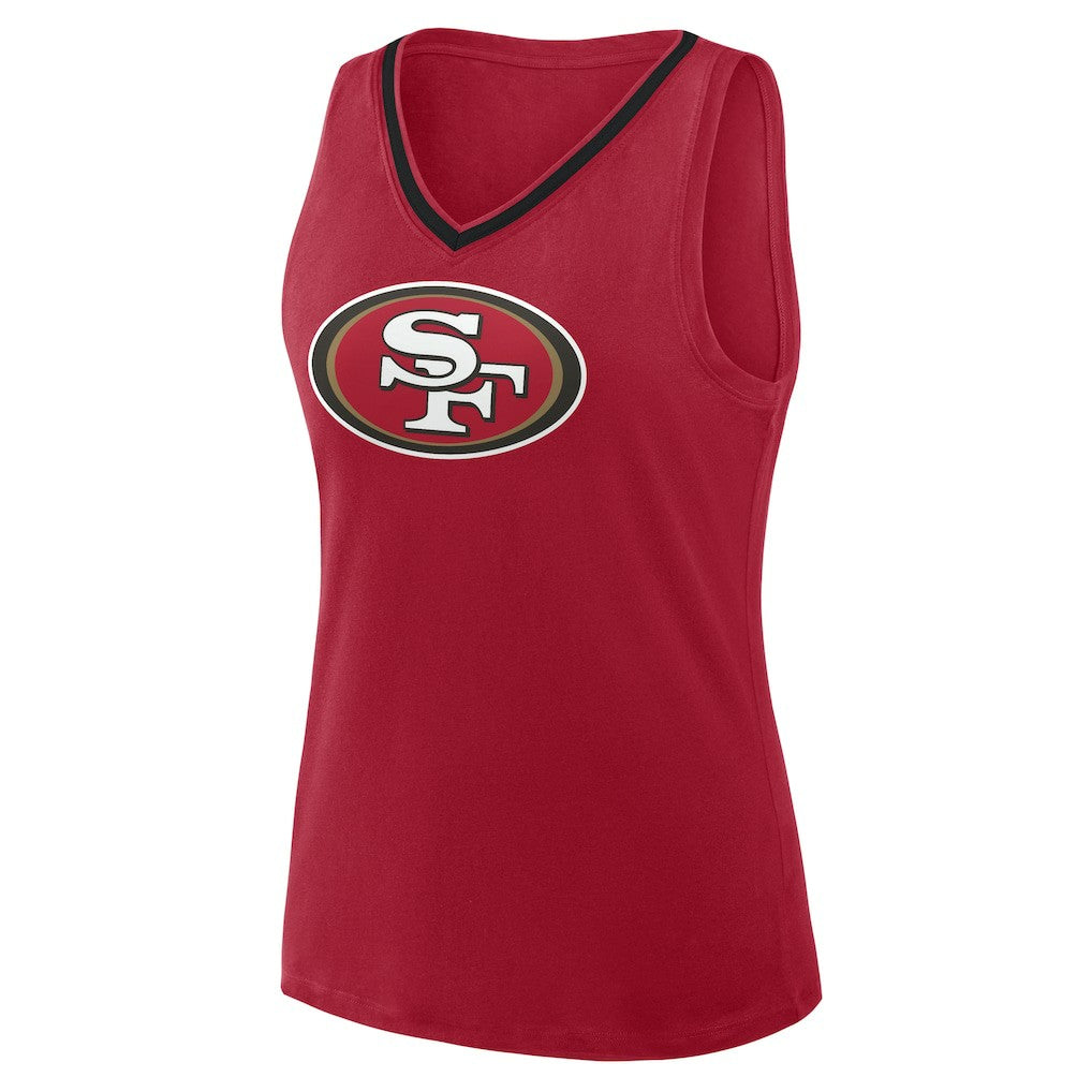 San Francisco 49ers Logo Athletic Women's Plus Size Stellar Win V-Neck Tank Top Scarlet | NFL