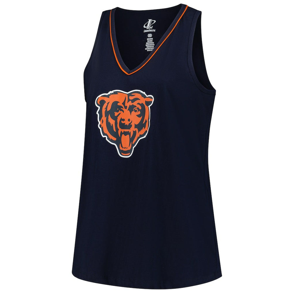 Chicago Bears Logo Athletic Women's Plus Size Stellar Win V-Neck Tank Top Navy | NFL