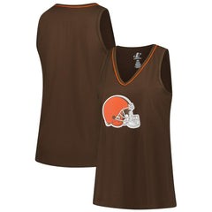 Cleveland Browns Logo Athletic Women's Plus Size Stellar Win V-Neck Tank Top Brown | NFL