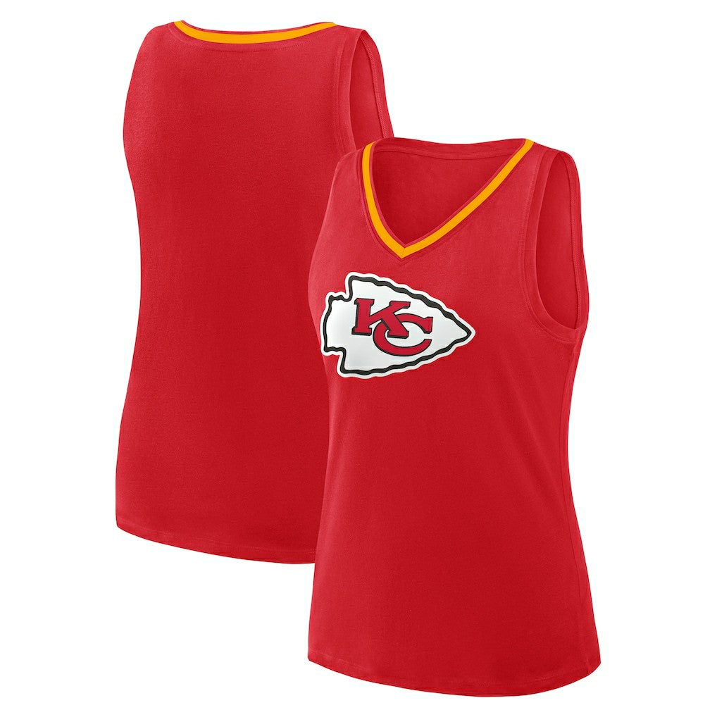Kansas City Chiefs Logo Athletic Women's Plus Size Stellar Win V-Neck Tank Top Red | NFL