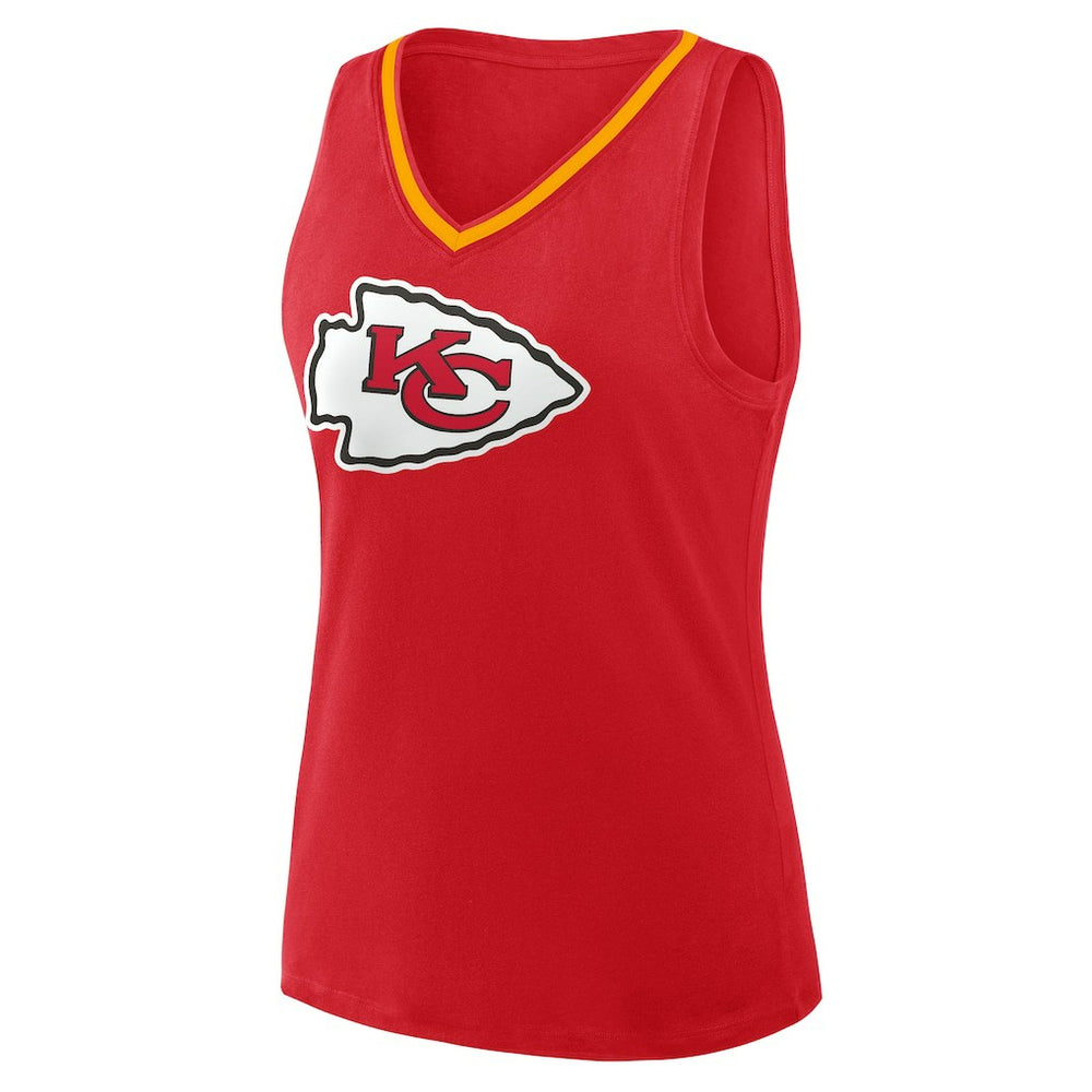 Kansas City Chiefs Logo Athletic Women's Plus Size Stellar Win V-Neck Tank Top Red | NFL