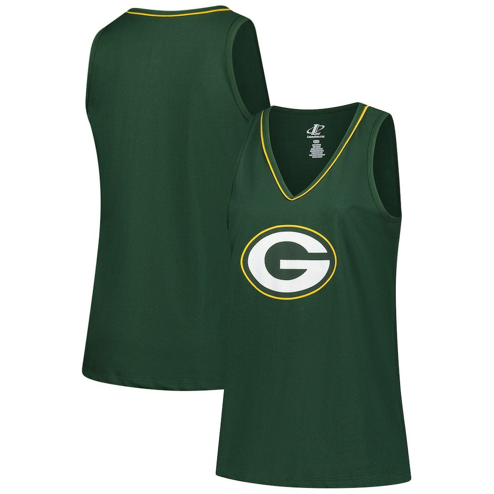 Green Bay Packers Logo Athletic Women's Plus Size Stellar Win V-Neck Tank Top Green | NFL