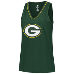 Green Bay Packers Logo Athletic Women's Plus Size Stellar Win V-Neck Tank Top Green | NFL