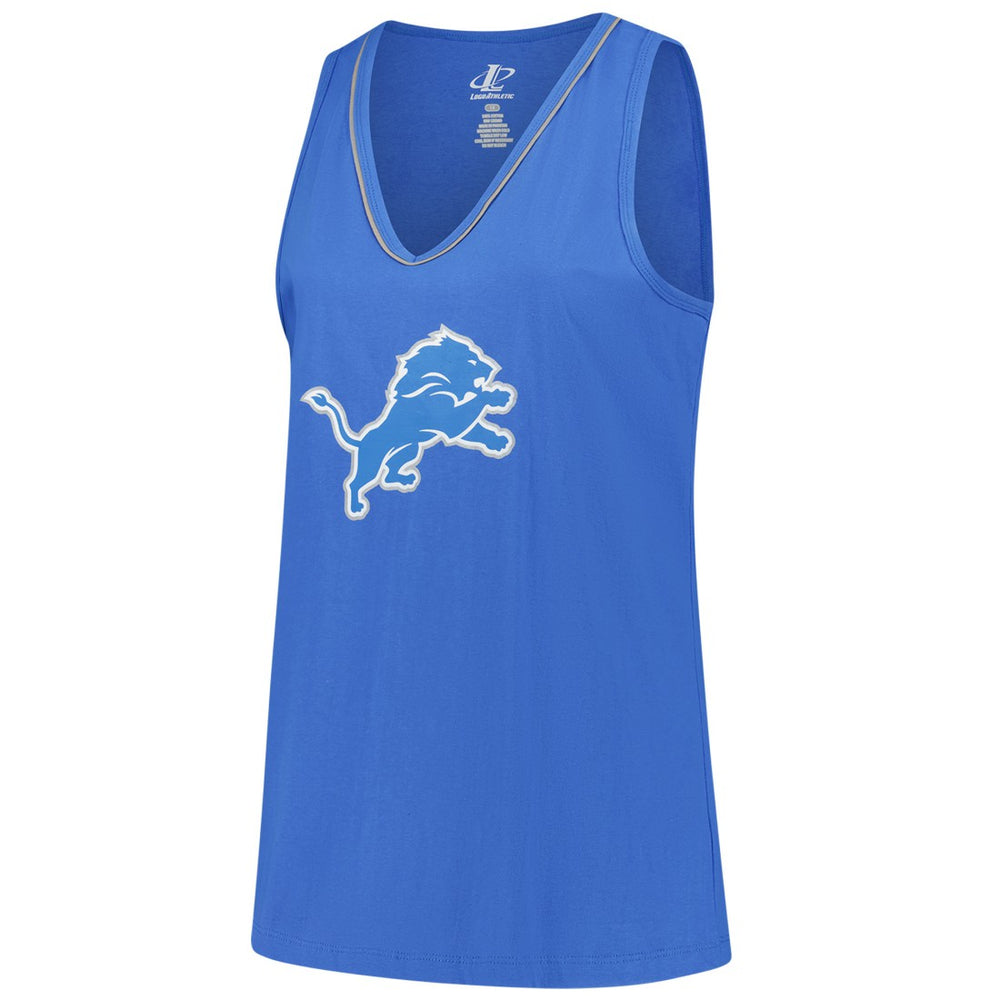 Detroit Lions Logo Athletic Women's Plus Size Stellar Win V-Neck Tank Top Blue | NFL