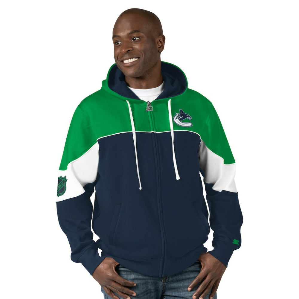 Vancouver Canucks Starter Power Forward Full-Zip Hoodie - Navy/Green - NHL