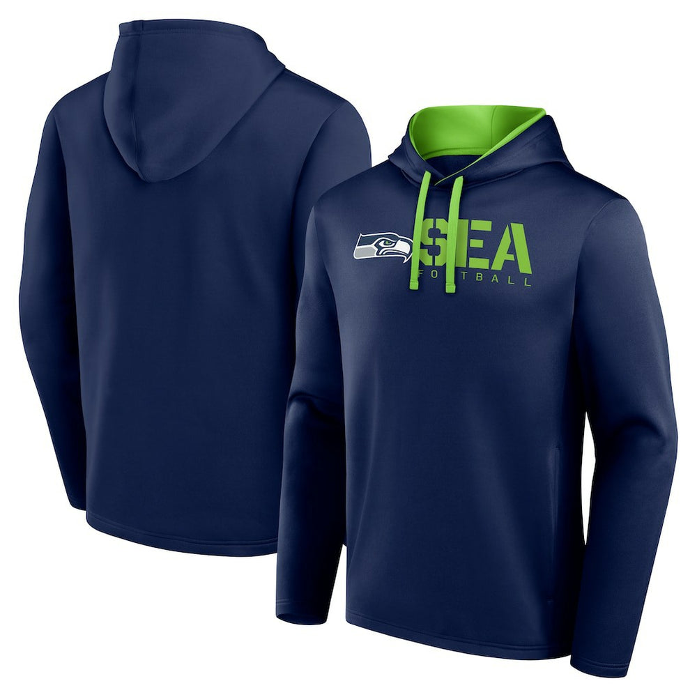 Seattle Seahawks Logo Athletic Head Start Pullover Hoodie College Navy | NFL