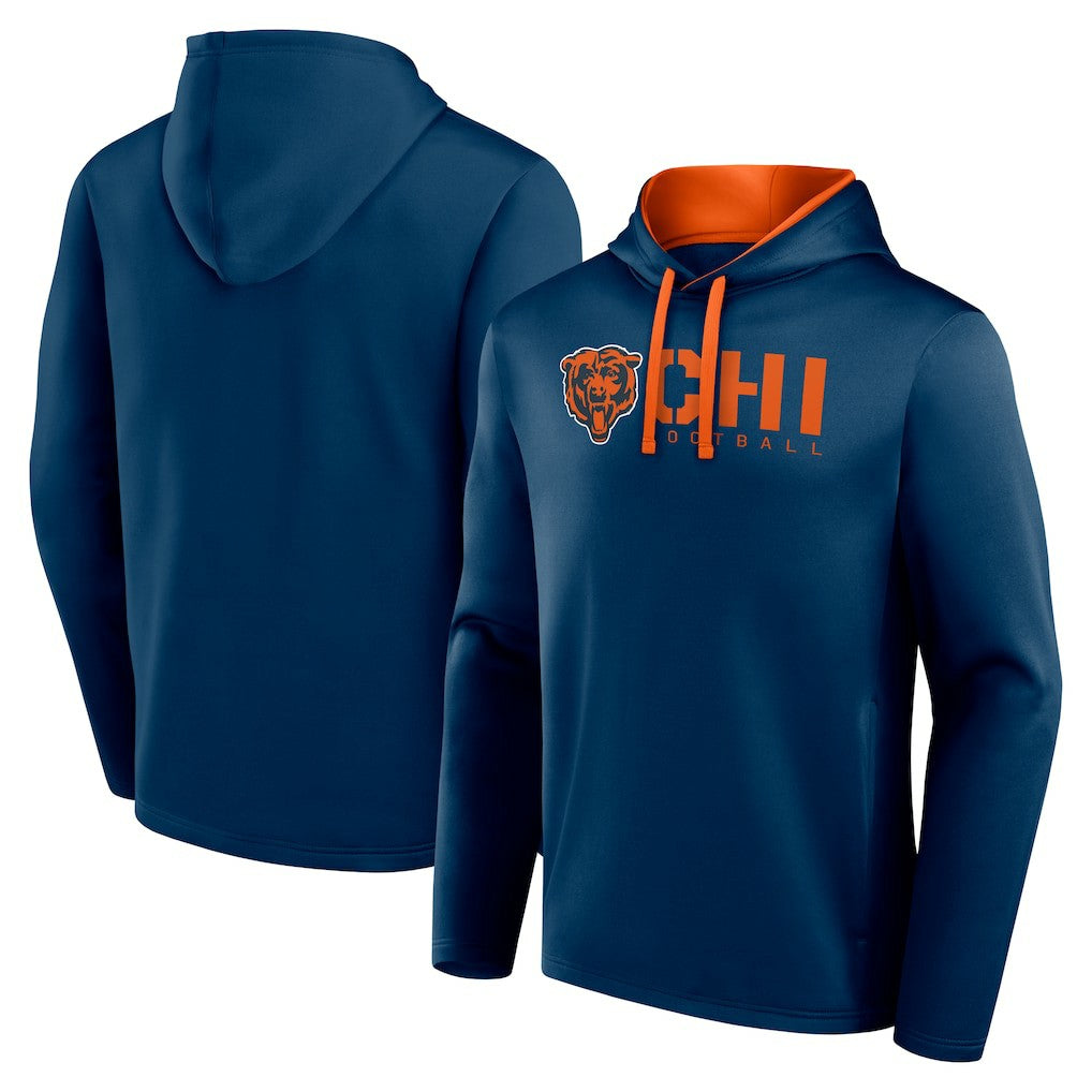 Chicago Bears Logo Athletic Head Start Pullover Hoodie Navy | NFL