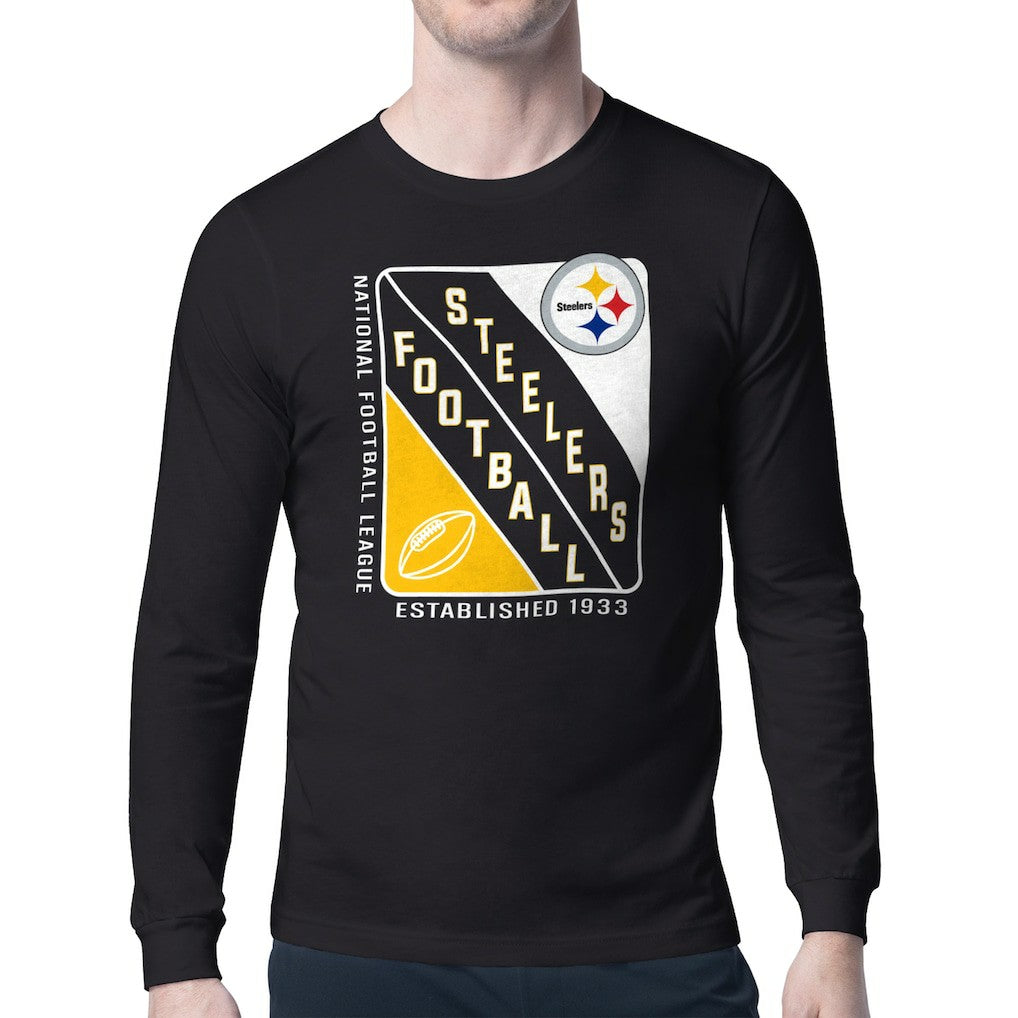 Pittsburgh Steelers Starter Shield Logo Long Sleeve T-Shirt Black | NFL