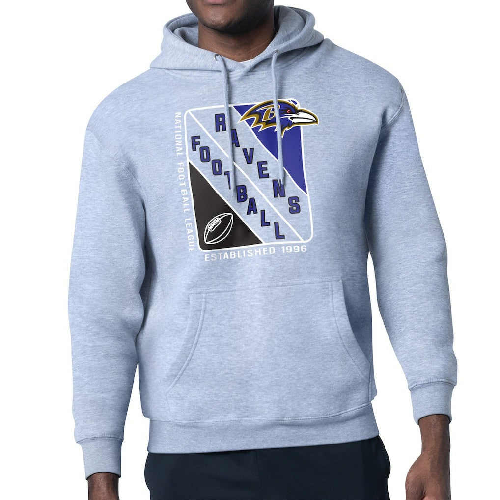 Baltimore Ravens Starter Shield Logo Pullover Hoodie Heather Gray | NFL