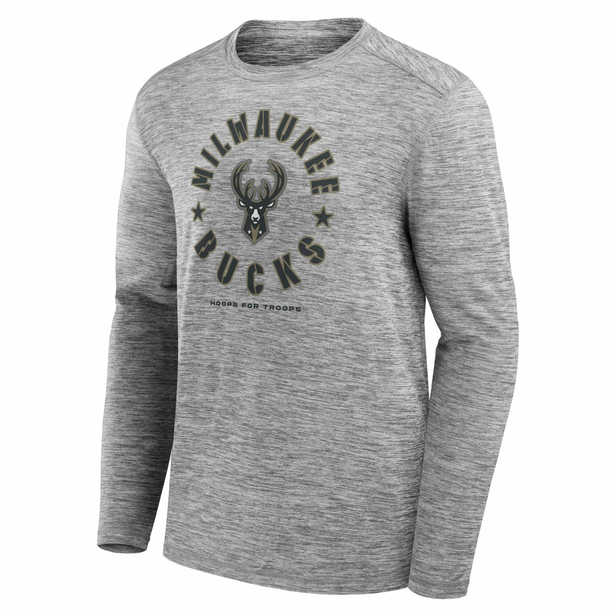 Milwaukee Bucks NBA Hoops for Troops Long Sleeve T-Shirt Heather Gray - NBA