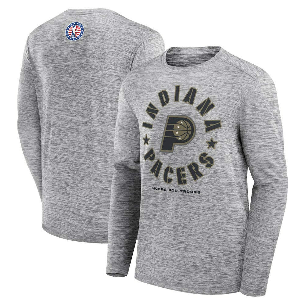 Indiana Pacers NBA Hoops for Troops Long Sleeve T-Shirt Heather Gray - NBA