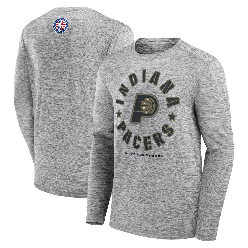 Indiana Pacers NBA Hoops for Troops Long Sleeve T-Shirt Heather Gray - NBA