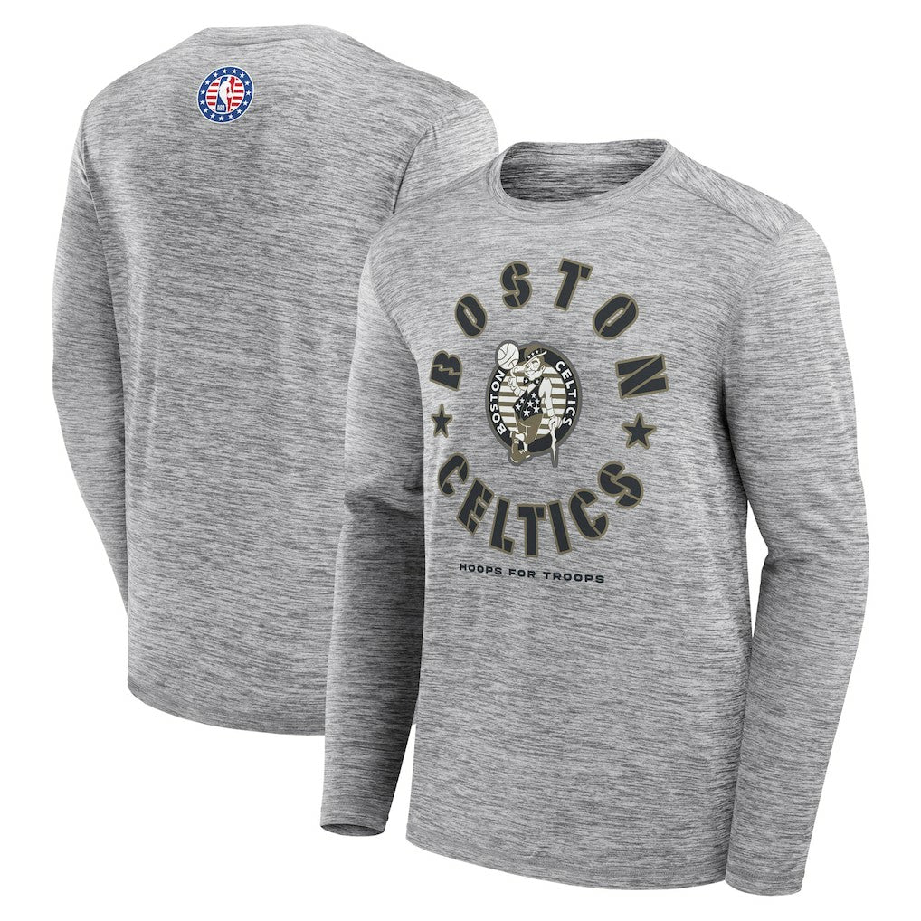 Boston Celtics NBA Hoops for Troops Long Sleeve T-Shirt Heather Gray - NBA