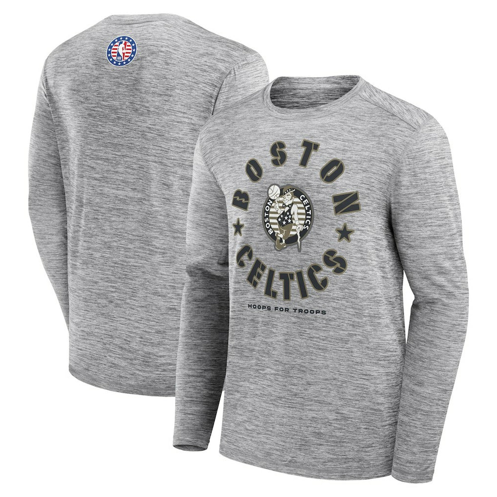 Boston Celtics NBA Hoops for Troops Long Sleeve T-Shirt Heather Gray - NBA
