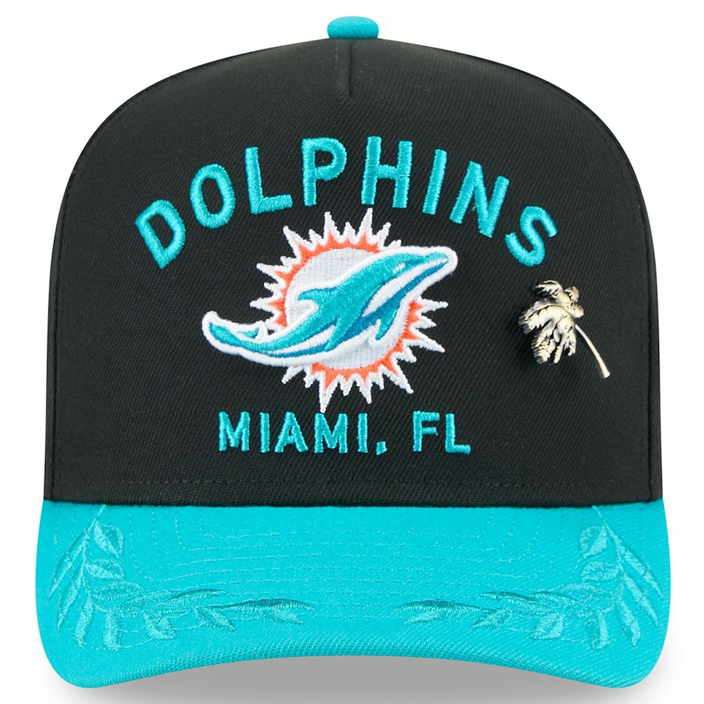 Miami Dolphins New Era 2025 NFL Draft On Stage A-Frame 59FIFTY Fitted Hat Black/Aqua | NFL
