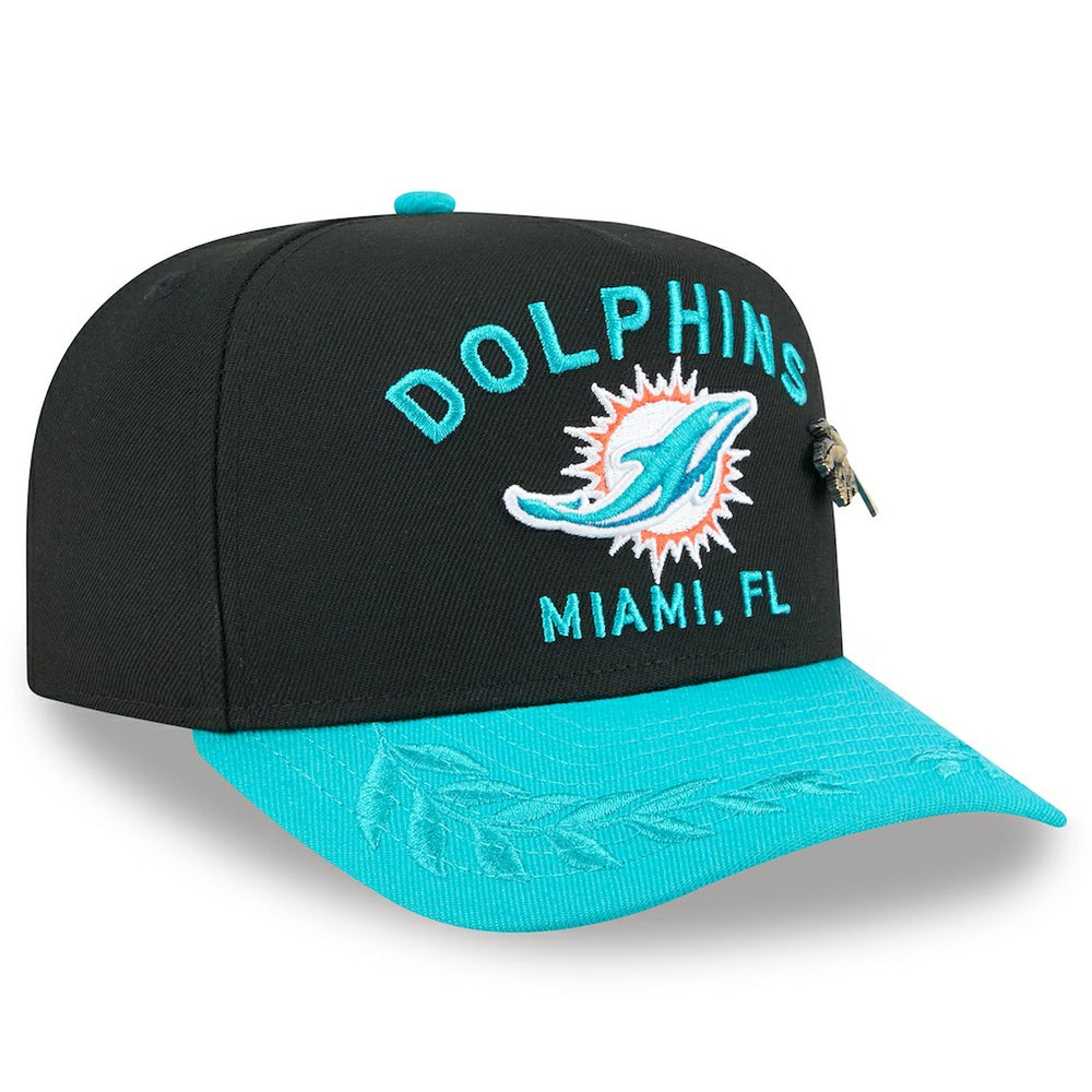 Miami Dolphins New Era 2025 NFL Draft On Stage A-Frame 59FIFTY Fitted Hat Black/Aqua | NFL
