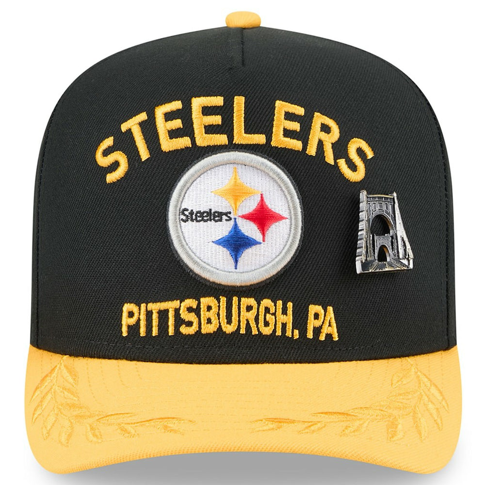 Pittsburgh Steelers New Era 2025 NFL Draft On Stage A-Frame 59FIFTY Fitted Hat Black/Gold | NFL